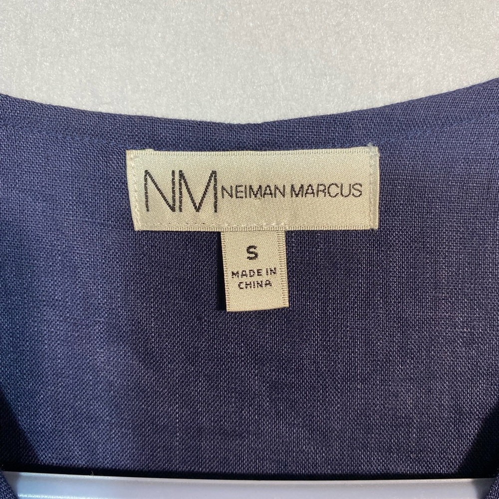 Neiman Marcus Navy Linen Wrap Dress size small - Picture 5 of 11
